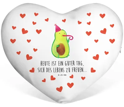 Produktbild von Mr. & Mrs. Panda Sofakissen Avocado Feier - Weiß - Geschenk, Partnerkissen, Geburtstag, Gute Laune, dekoartikel, Tröte, Party, Dekokissen, Herzkissen, Kuschelkissen