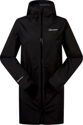 Schwarze; wasserdichte Ashberry Gore-Tex Jacke von Berghaus für Damen; mit Reißverschluss und Kapuze.