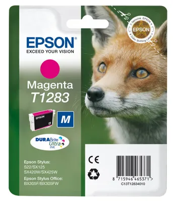 Produktbild von Epson Einzelpackung Magenta T1283 DURABrite Ultra Ink, Magenta, 3,5 ml, - Epson Stylus Office BX305F - Epson Stylus Office BX305FW - Epson Stylus Office BX305FW Plus, Blase
