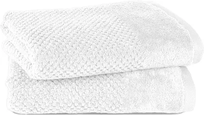 Produktbild von Pure Label 2-TLG Handtücher Set mit Aufhängeschlaufen aus Baumwolle, saugstark und weich | 2er Pack Handtücher 50x100 cm aus Baumwolle, Weiß