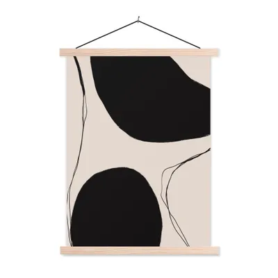 Produktbild von MuchoWow® Textilposter Pastell - Schwarz - Minimalismus 40x53 cm mit holzfarbenen Rahmen - Schlafzimmer