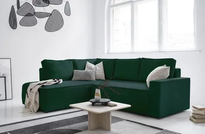 Produktbild von MIUFORM Brave Dave - Ecksofa mit Bettfunktion und Bettkasten L-FORM LINKS - 247x194cm - Flaschengrün - Sofa Schlafsofa Couch