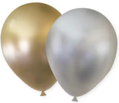 Produktbild von Procos 6 Latexballons - gold und silber
