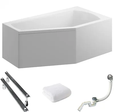 Produktbild von Aqua For You | Polimat Badewanne Selena - 150x90 Cm - Antibakterielle Beschichtung - Asymmetrische Form - Eckbadewanne - Rechts Seite - Acryl