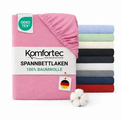 Produktbild von Komfortec Jersey Spannbettlaken 120x200 cm, 100% Baumwolle, Pink