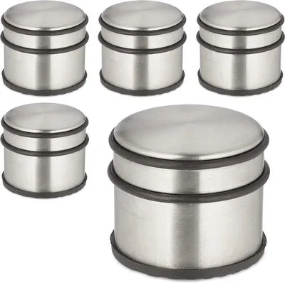 Produktbild von Famanu Türstopper Set aus Edelstahl - 7,5 x 9 cm, schwer und rutschfest - Silber/Schwarz