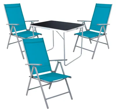 Produktbild von 4-tlg Camping Set Gartenmöbel Campingtisch + 3 Campingstuhl Klappstuhl