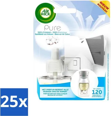 Produktbild von Air Wick Elektrischer Duftdiffusor – Starter-Set – Reine Baumwollweichheit – 19 ml - Vorteilspack - 25 Stücke