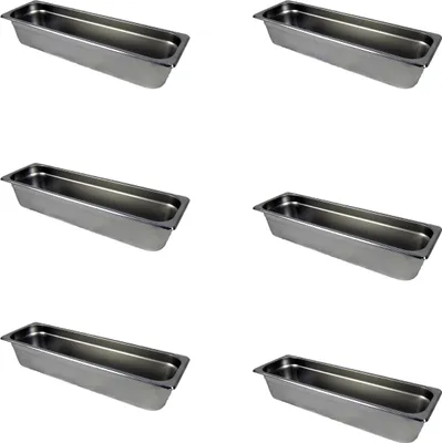 Produktbild von AcMax 6 Stück GN 2/4 Gastronormbehälter GN-Behälter Edelstahl Tiefe 100mm Gastronorm