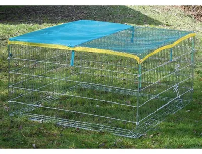 Zdjęcie produktu dla Wybieg dla zwierząt - Z blokadą ucieczki - 115 x 115 x 65 cm - Z siatką zabezpieczającą