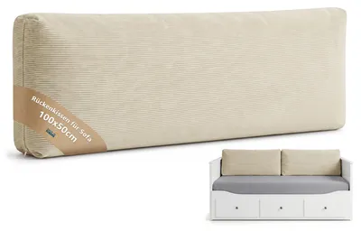Produktbild von Rückenkissen Sofa mit Füllung und Bezug – Sofakissen Cord 100x50 cm Beige