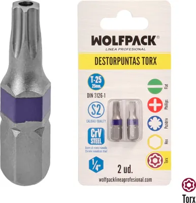 Produktbild von Wolfpack Destorpuntas Torx T25 (2 Piezas) Acero S2 al Cromo Vanadio