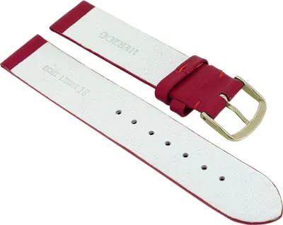 Produktbild von Herzog Beach II > Uhrenarmband rot > glattes Leder > gleichlaufend, Stegbreite:22mm, Schließe:Gelbgolden