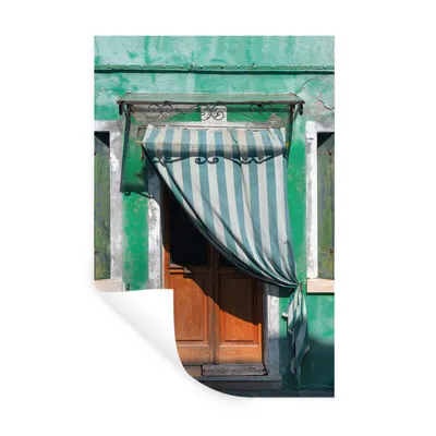 Produktbild von MuchoWow® Wandtattoo Wandsticker Wandaufkleber Architektur - Grün - Tür - Haus - Fensterläden 40x60 cm Selbstklebend und Repositionierbar - Wierderverwendbar - Selbstklebend