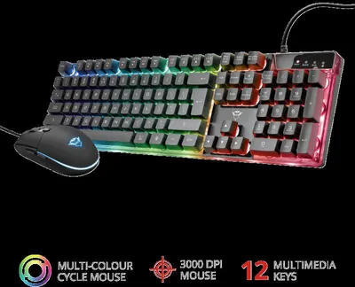Produktbild von TRUST Trust GXT 838 Azor Tastatur inklusive Maus Gaming USB Schwarz