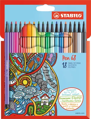 Image de Stylo feutre premium - STABILO Pen 68 - pack de 18 - avec 18 couleurs différentes