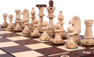 Immagine prodotto di Set di scacchi in legno europeo realizzato a mano con scacchiera da 16 pollici e pezzi intagliati a mano