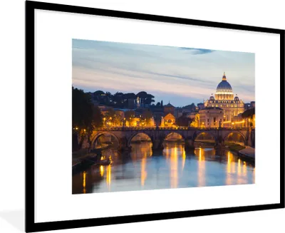 Produktbild von MuchoWow® Gerahmtes Poster Rom - Brücke - Stadt 90x60 cm - Poster mit Schwarzem Bilderrahmen Wandposter Rahmen Foto Bilder - Wanddekoration - Fotos
