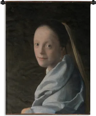Produktbild von MuchoWow® Wandteppich Wandbehang Kopf eines Mädchens - Johannes Vermeer 120x160 cm Tapisserie Dekoration Wandtuch - Wohnzimmer - Moderne