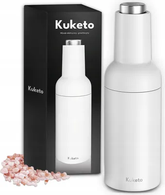 Zdjęcie produktu dla Kuketo | Elektryczny młynek do soli i pieprzu z ceramicznym młynkiem - mocny młynek grawitacyjny - obsługa jedną ręką, nowoczesny i trwały