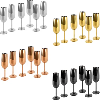 Produktbild von Echtwerk  Sekt-/Champagnerkelch Set 6tlg aus Edelstahl, Farbe:Schwarz