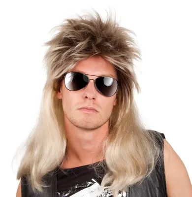Produktbild von Boland 86060 - Perücke Ryan, Vokuhila, Blond-Braun, 80er Jahre, Kunst-Haar, Assi-Frisur, Proll, Rockstar, Trainingsanzug, Bad Taste Party, Accessoire, Mottoparty, Karneval