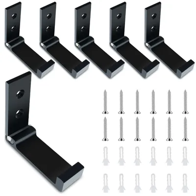 Produktbild von Set mit 6 faltbaren Wandkleiderhaken, schwarz, faltbare Wandgarderobe, faltbare Haken, für Kleiderschrank, Badezimmer, Küche, zum Aufhängen von Gegenständen