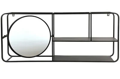Produktbild von Wandregal Industrie - Metall mit Spiegel - Wandregal - schwarz 100 cm