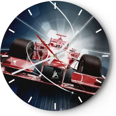 Produktbild von Wanduhr - Rund - Glasuhr - Formel Geschwindigkeit Motor - 30x30cm - Schleichendes Uhrwerk - Lautlos - zum Aufhängen bereit - Dekoration Modern - Wanddekoration aus Glas - C3AR30x30-2677