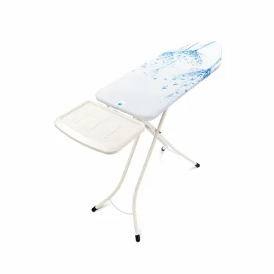 Obrázok produktu pre Brabantia Žehliaca doska, žehliaca doska 124x45 cm (veľkosť C), s poličkou na parnú stanicu, pevná, rúrkový rám 25 mm, bavlnený kvet / slonová kosť, 108884