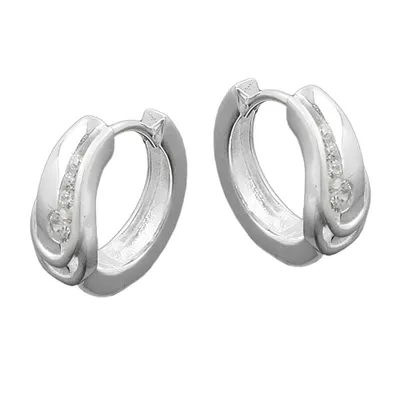 Produktbild von Creole 14x6mm Klappscharnier mit Zirkonias matt-glänzend Silber 925 silber 14x6mm