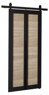 Produktbild von KierMoebel Schiebetür Komplettset QUDIO M1 Schwarz + Sonoma 76x205x3,2 cm Wohnzimmer Schiebetür