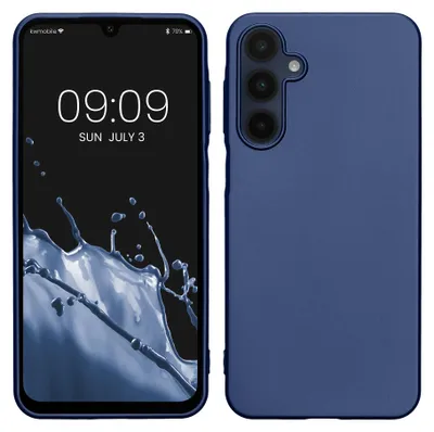 Produktbild von kwmobile Handyhülle für Samsung Galaxy A16 5G Hülle - Silikon Case metallisch schimmernd - Schutzhülle Cover - Metallic Blau