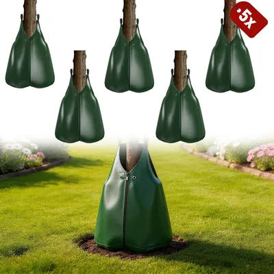 Image de YRHome Vert - Lot de 5 sacs d'arrosage pour arbres de 75 L, pour un arrosage goutte à goutte durable dans le jardin