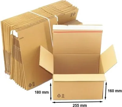 Produktbild von Karton mit Stanzform zum Verpacken – Paket 255 x 180 x 160 mm – 100 Stück
