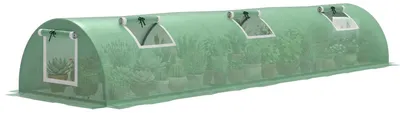 Image de Serre en film plastique - Tunnel de culture en plastique - Résistant aux intempéries, résistant aux UV - Serre de jardin 300x80x45 cm - Vert armée