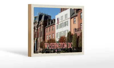 Produktbild von Holzschild Reise 18x12 cm Washington DC USA Blair House Gästehaus