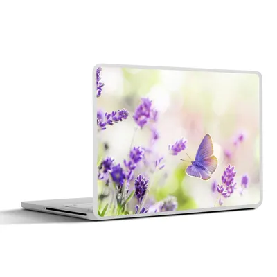 Produktbild von MuchoWow® Laptop Aufkleber Sticker Cover Lavendel - Schmetterling - Blumen 40x30 cm - Laptop Dekoration - Selbstklebend