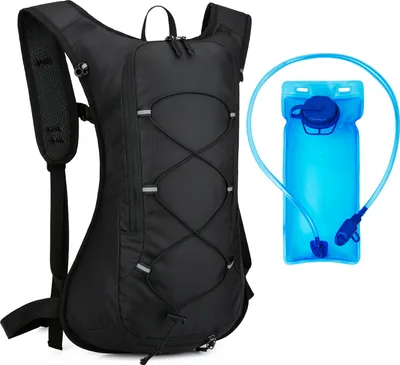 Produktbild von Topchances Trinkrucksack mit Trinkblase 2L Laufrucksack für Herren Damen, 10L Fahrrad Rucksack mit Trinksystem für Wandern Klettern, Fahrradfahren, Laufsport, Camping Sportrucksack, Schwarz