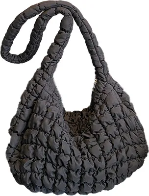 Immagine prodotto di INF Borsa a tracolla in nylon leggero trapuntato Nero