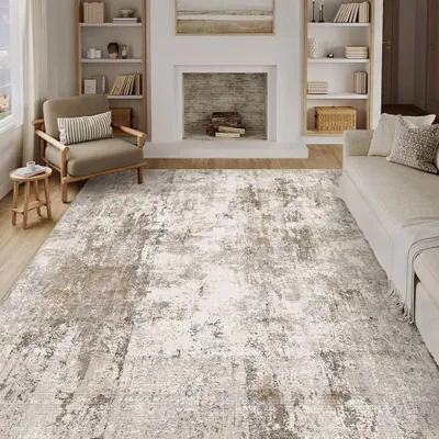Imagen del producto de Alfombra - De pelo corto - Marrón y gris - 200 x 300 cm