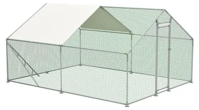 Zdjęcie produktu dla Klatka dla ptaków z metalu, 3x4 metry, konstrukcja do wspinaczki, dach, zamek zabezpieczający, wytrzymały na warunki atmosferyczne kurnik, duży wybieg
