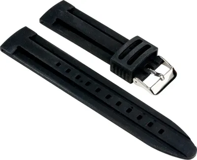 Produktbild von Ersatzband Uhrenarmband Silikon Band schwarz glatt 25537S, Stegbreite:24mm