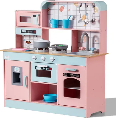 Produktbild von Kinderküche Kinder Spielküche Spielzeugküche 24-teiliges Zubehör Pink