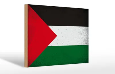 Produktbild von Holzschild Flagge Palästina 30x20cm Flag Palestine Vintage