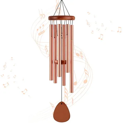 Produktbild von Windspiel für Draußen Hängend, 6 Rohre Metall Klangspiel Roségold 68 cm