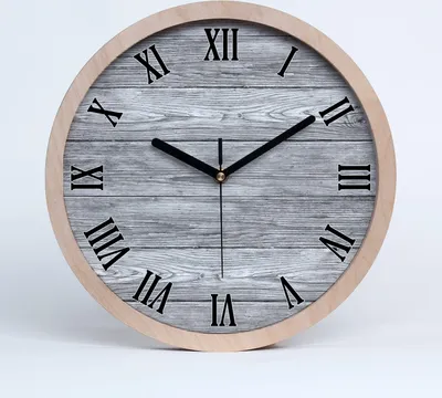 Produktbild von Holzuhr 20fi cm wanduhr - schwarze Spitzen - Holzuntergrund