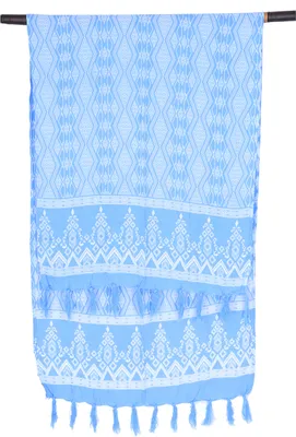 Produktbild von Schmaler Bali Sarong, Wickelrock, Sarongkleid, Schal - Raute/blau, Uni, Viskose, 160*55 cm, Sarongs & Tücher