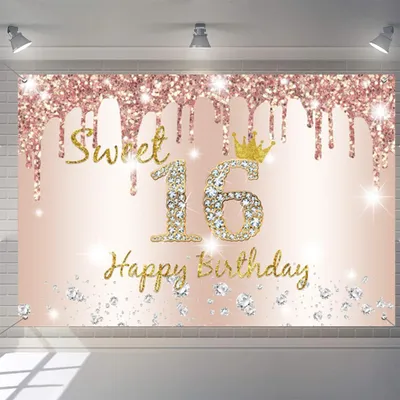 Produktbild von Geburtstagsbanner 16, 180 x 115 cm, Roségold, Stoff, für Party