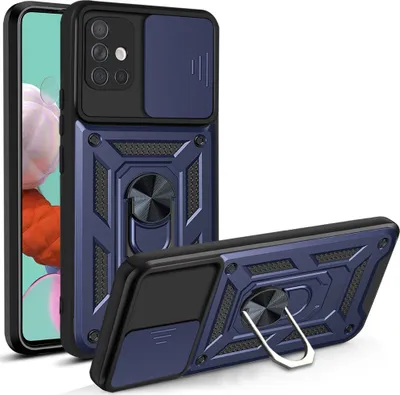 Produktbild von Galaxy A51 4G Hülle mit 360° Drehbarer Magnetische Ring Ständer Halter Dia Kameraschutz TPU Bumper Silikon Schutzhülle für Samsung Galaxy A51 4G Blau